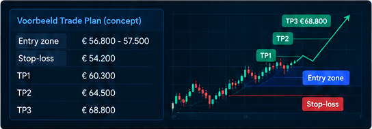 Conceptual view of a trade plan with entry, stop-loss and price targets