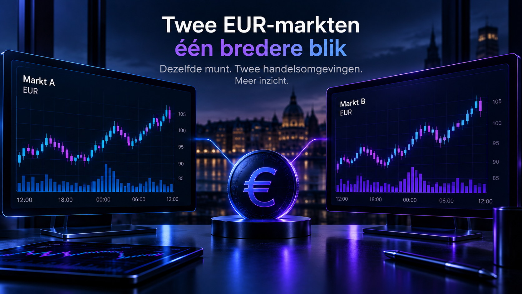 Vergelijking van twee EUR-markten binnen de marktanalyse van Markets Understood.